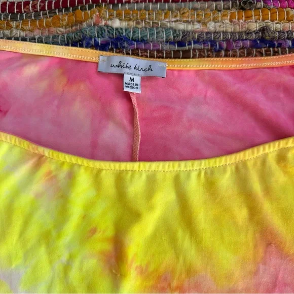 White Birch Tie-Dye Pink and Yellow Short Sleeve Top Medium - Picture 7 of 10